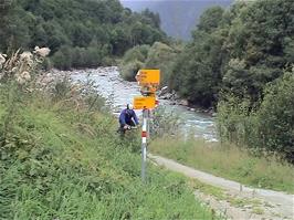 Gavin emerges from the lunch path at Gassa, Sumvitg, 25.9 miles into the ride and 925m above sea level